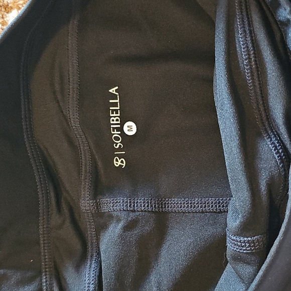 Activewear Sofibella Pickleball Tennis Skirt Black and White w/ Turquoise Stripe - Picture 4 of 4